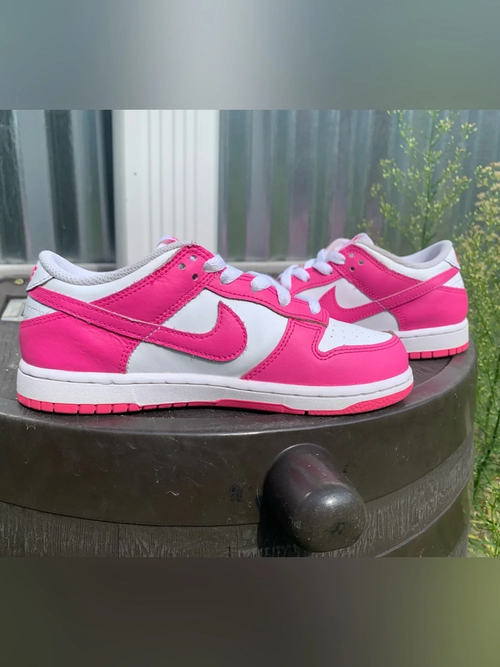 Kids Nike Pink and White Low-Top Dunk Sneakers Nike FB9108-102 Size 2Y